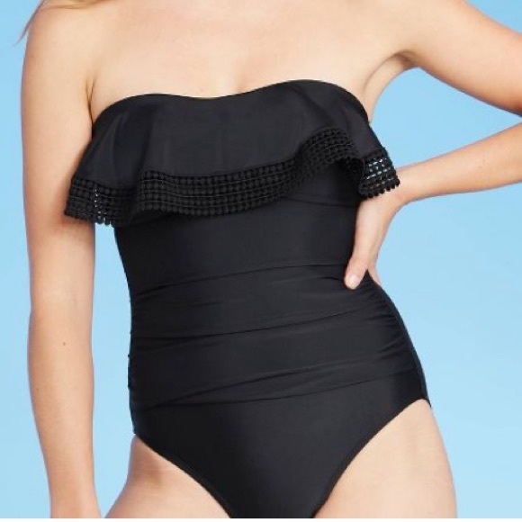 🖤KONA SOL🖤CROCHET FLOUNCE CLASSIC CROCHET STRAPLESS SWIMSUIT🖤 - Picture 3 of 10